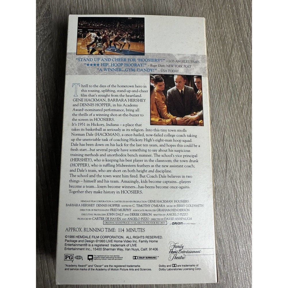 VHS Tape – Hoosiers Gene Hackman Dennis Hopper - Picture 3 of 4